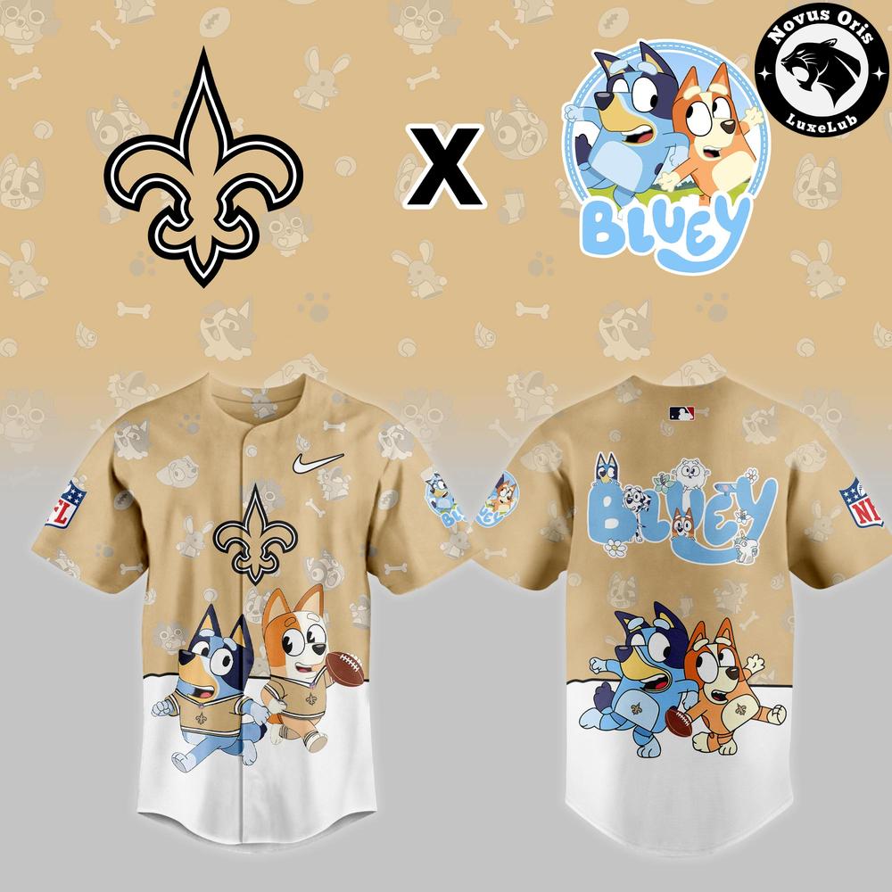 New Orleans Saints x Bluey Night NFL Custom Edition Jersey