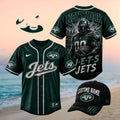 New York Jets Armored Pilot Mascot Skyline Graphic Baseball Jersey