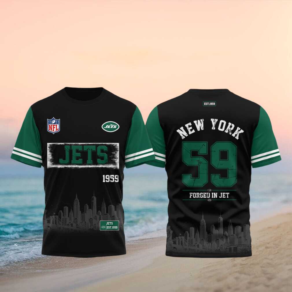 New York Jets Football Established 1959 Forged In Jet Retro Skyline Fans Shirt - Limotees LLC