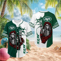 New York Jets Skeleton Grateful Roses Baseball Shirt - Limotees LLC