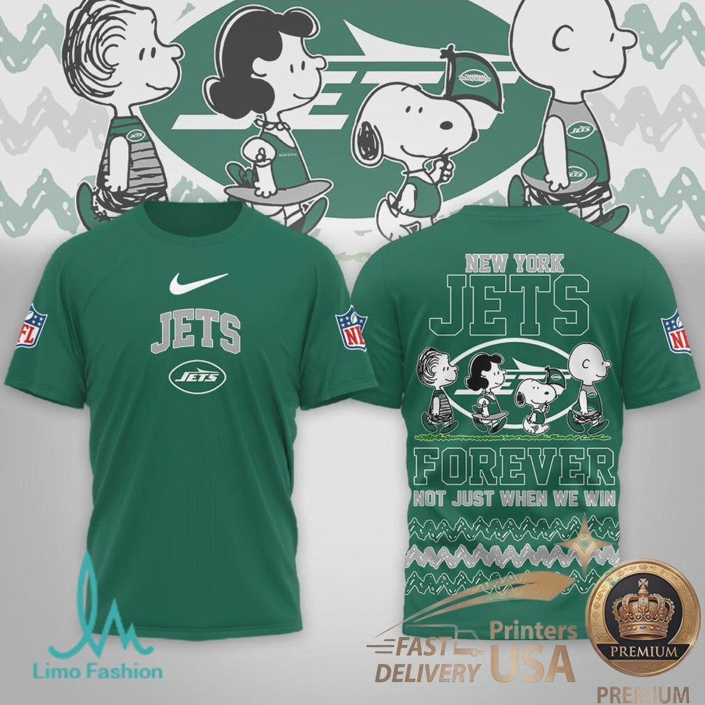New York Jets Snoopy Squad Forever Football Fan Apparel T Shirt - Limotees LLC