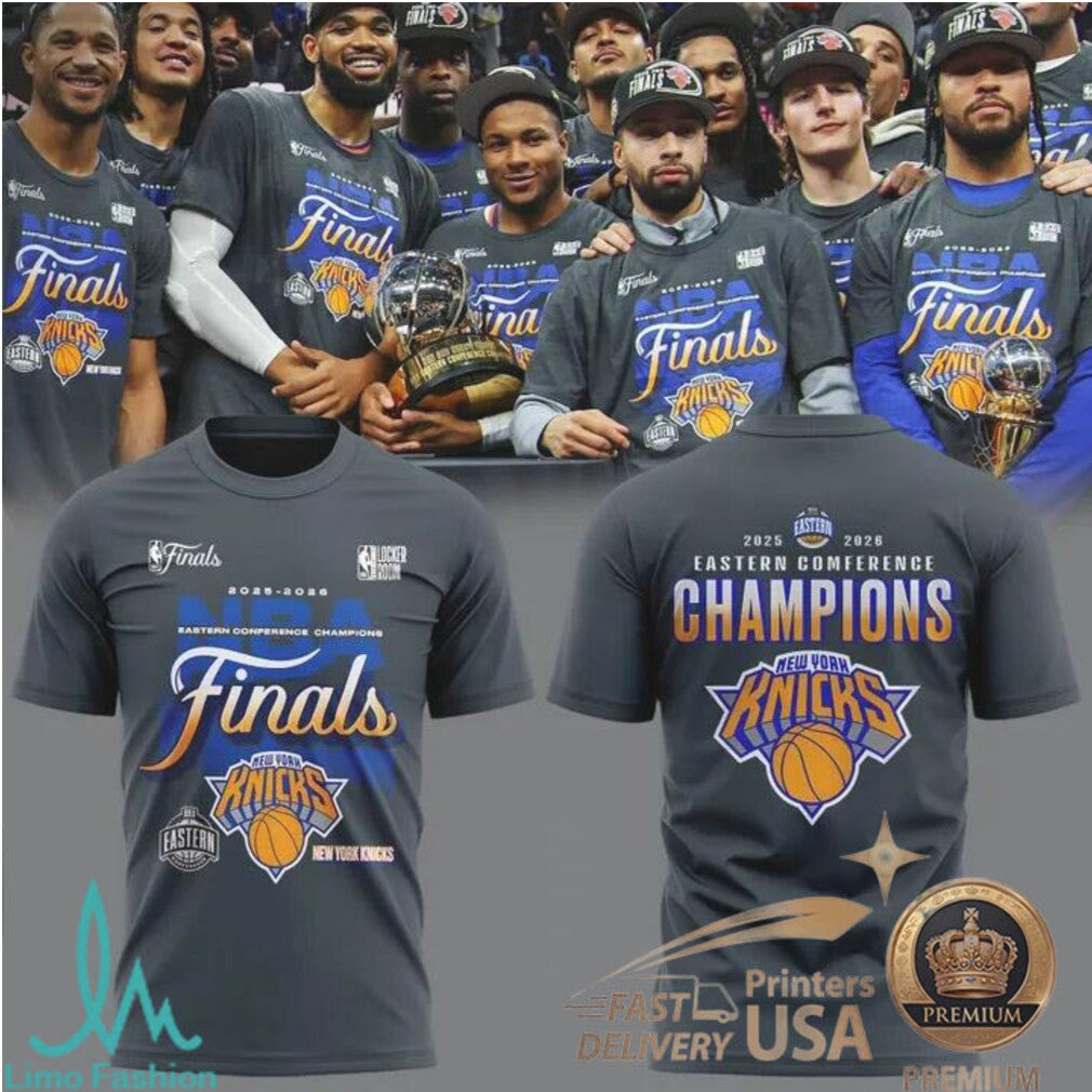 New York Knicks 2026 Eastern Conference Champions NBA Finals Locker Room T Shirt - Limotees LLC