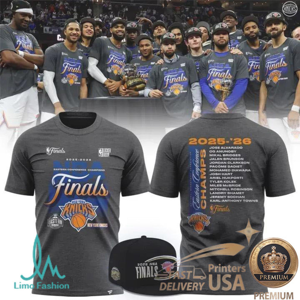 New York Knicks 2026 Eastern Conference Champions Official Finals Roster T Shirt - Limotees LLC