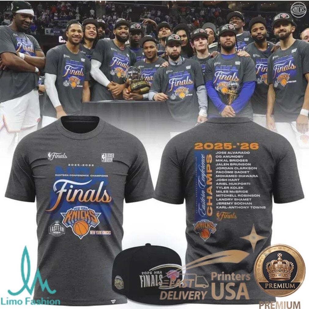 New York Knicks 2026 Eastern Conference Champions Official Finals Roster T Shirt - Limotees LLC