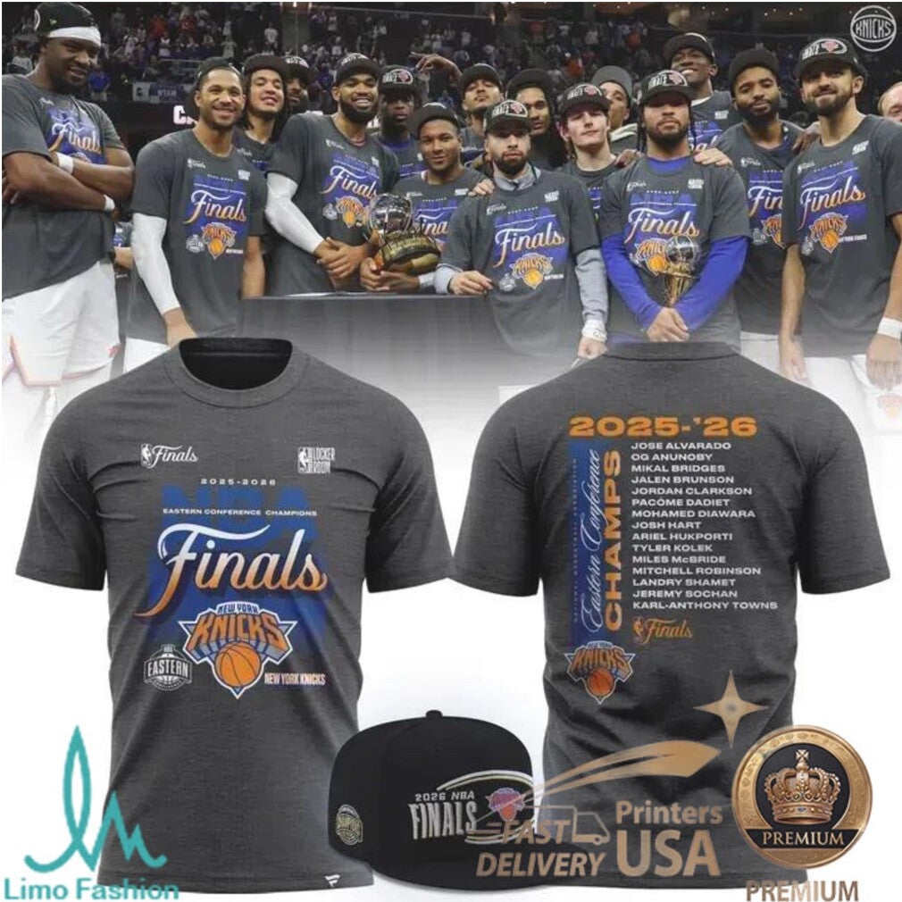 New York Knicks 2026 Eastern Conference Champions Official Finals Roster T Shirt - Limotees LLC