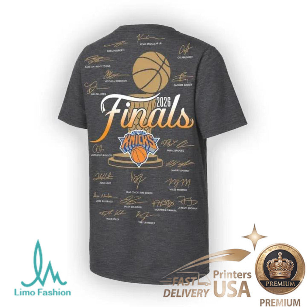 New York Knicks 2026 Eastern Conference Finals Player Signature T Shirt - Limotees LLC