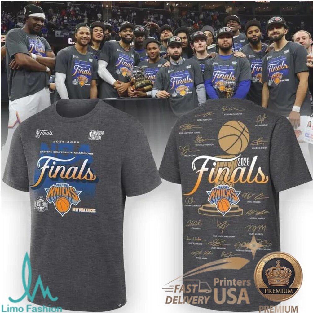 New York Knicks 2026 Eastern Conference Finals Player Signature T Shirt - Limotees LLC