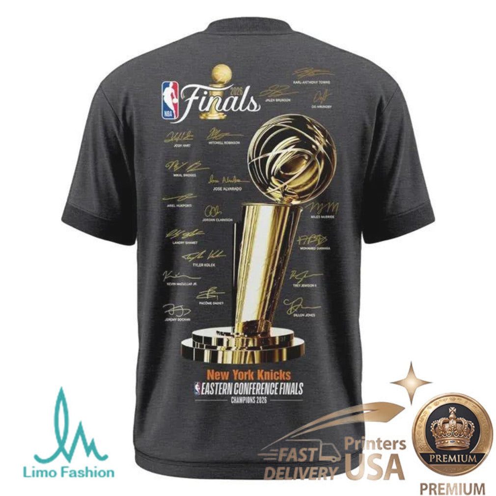 New York Knicks 2026 Finals Champions Trophy Signature T Shirt - Limotees LLC