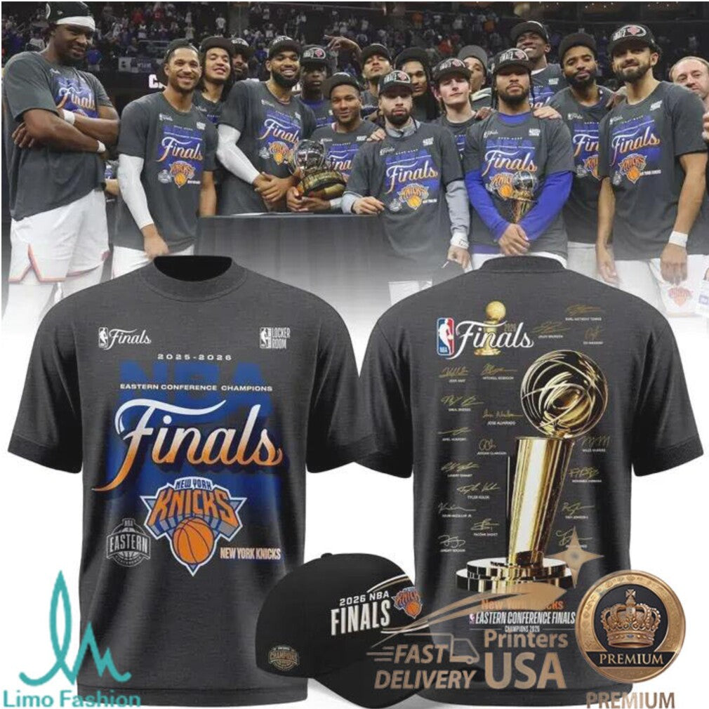 New York Knicks 2026 Finals Champions Trophy Signature T Shirt - Limotees LLC
