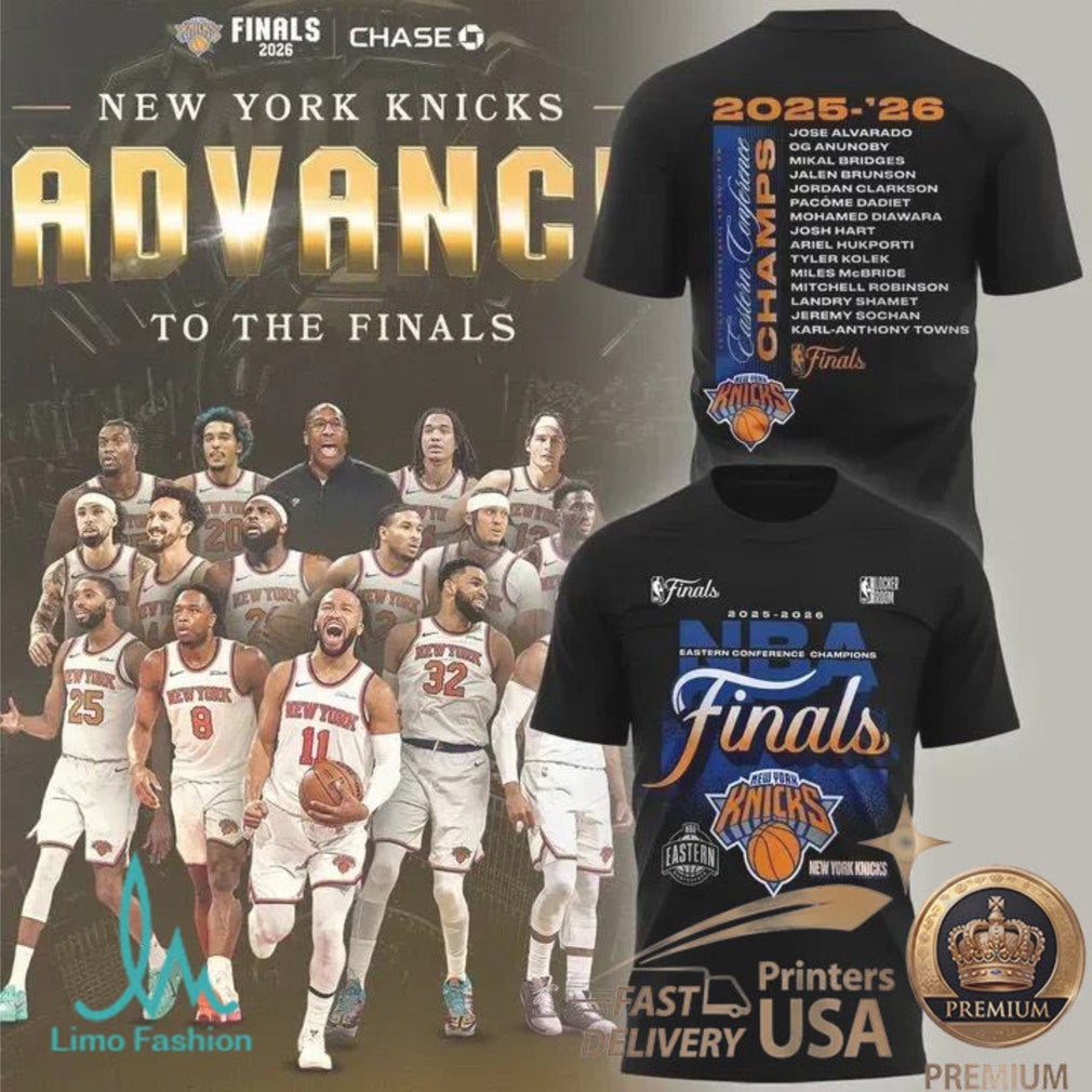 New York Knicks 2026 NBA Finals Bound Team Roster Graphic Unisex T Shirt - Limotees LLC