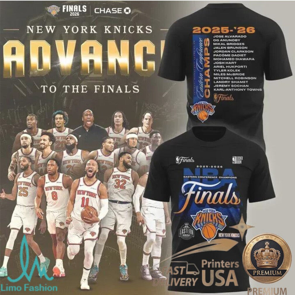New York Knicks 2026 NBA Finals Bound Team Roster Graphic Unisex T Shirt - Limotees LLC