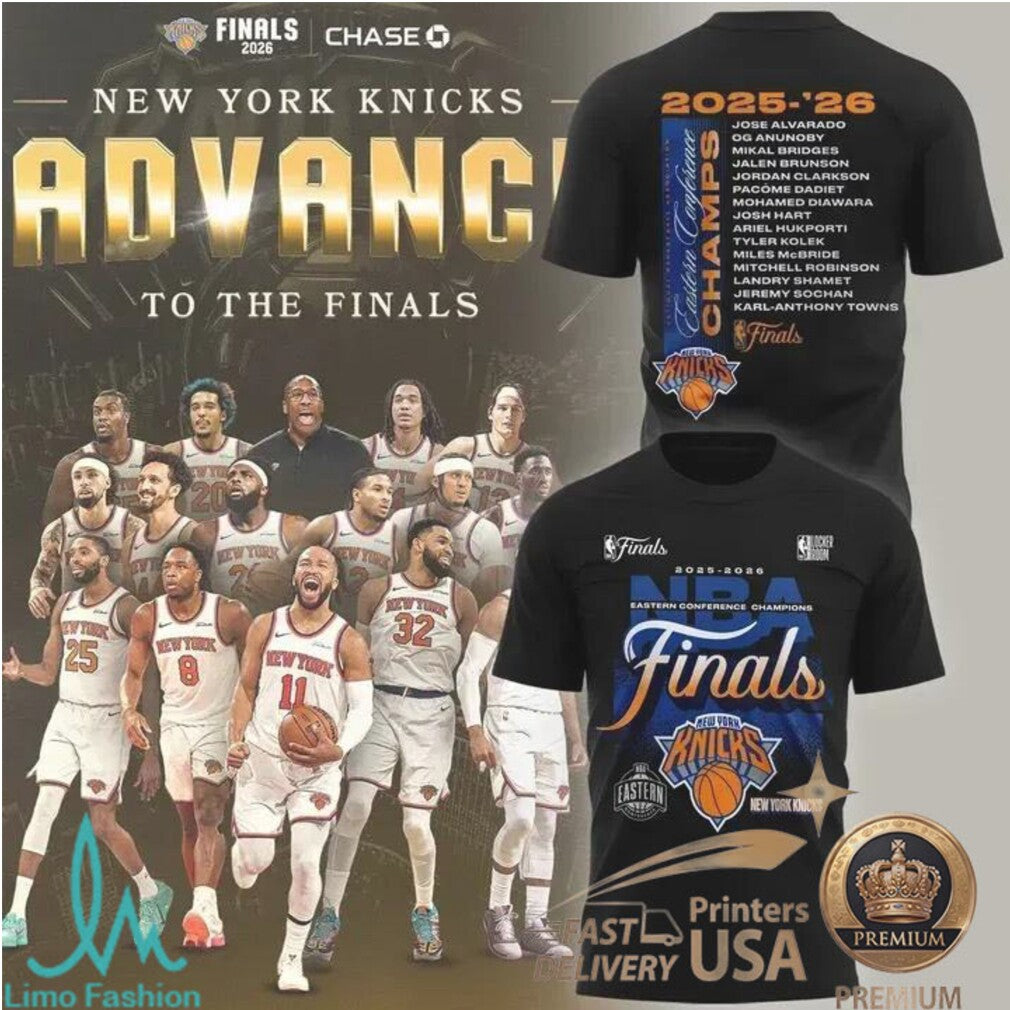 New York Knicks 2026 NBA Finals Bound Team Roster Graphic Unisex T Shirt - Limotees LLC
