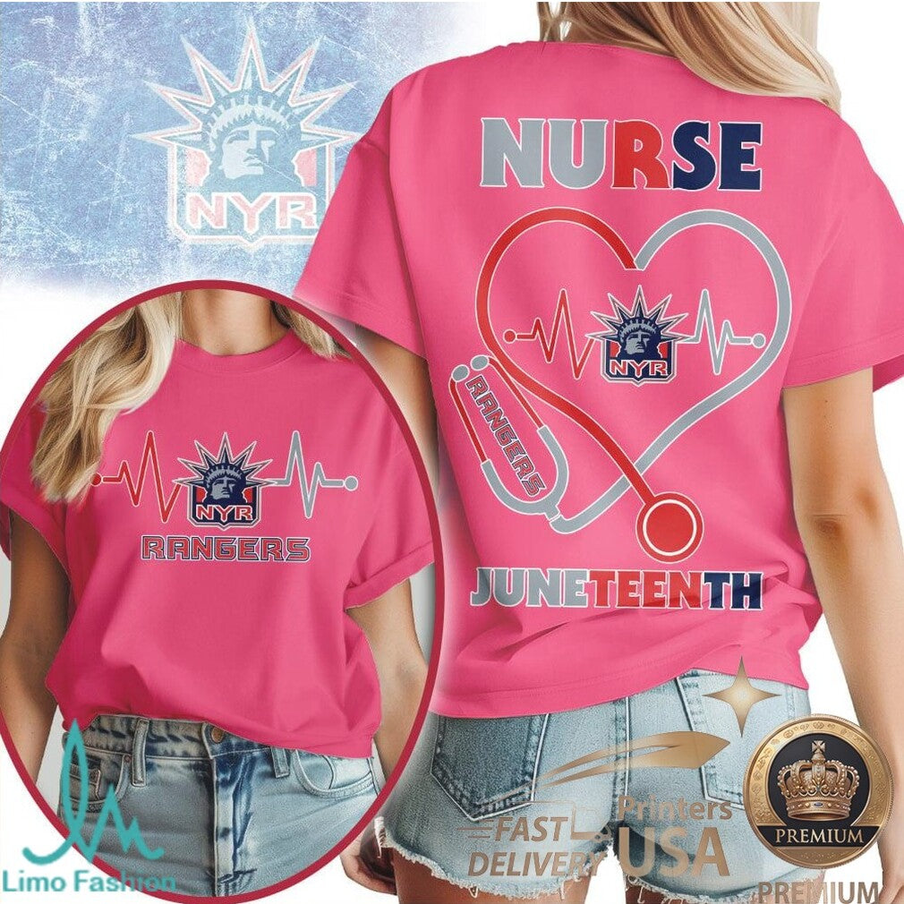 New York Rangers Nurse Heartbeat Juneteenth T Shirt - Limotees LLC
