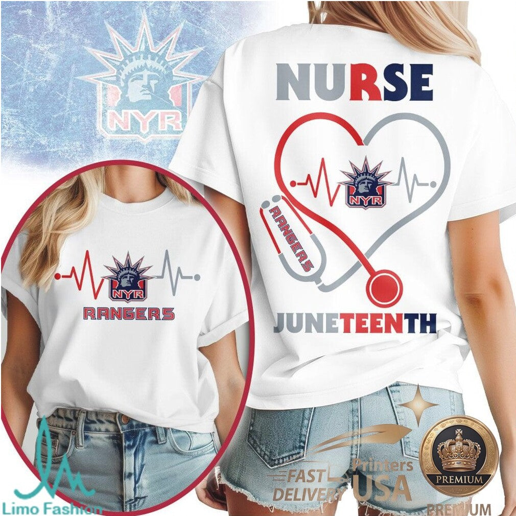 New York Rangers Nurse Heartbeat Juneteenth T Shirt - Limotees LLC