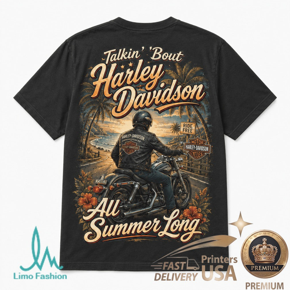 Harley Davidson Summer Vibes Open Road Motorcycle Beach Graphic Shirt - Limotees LLC