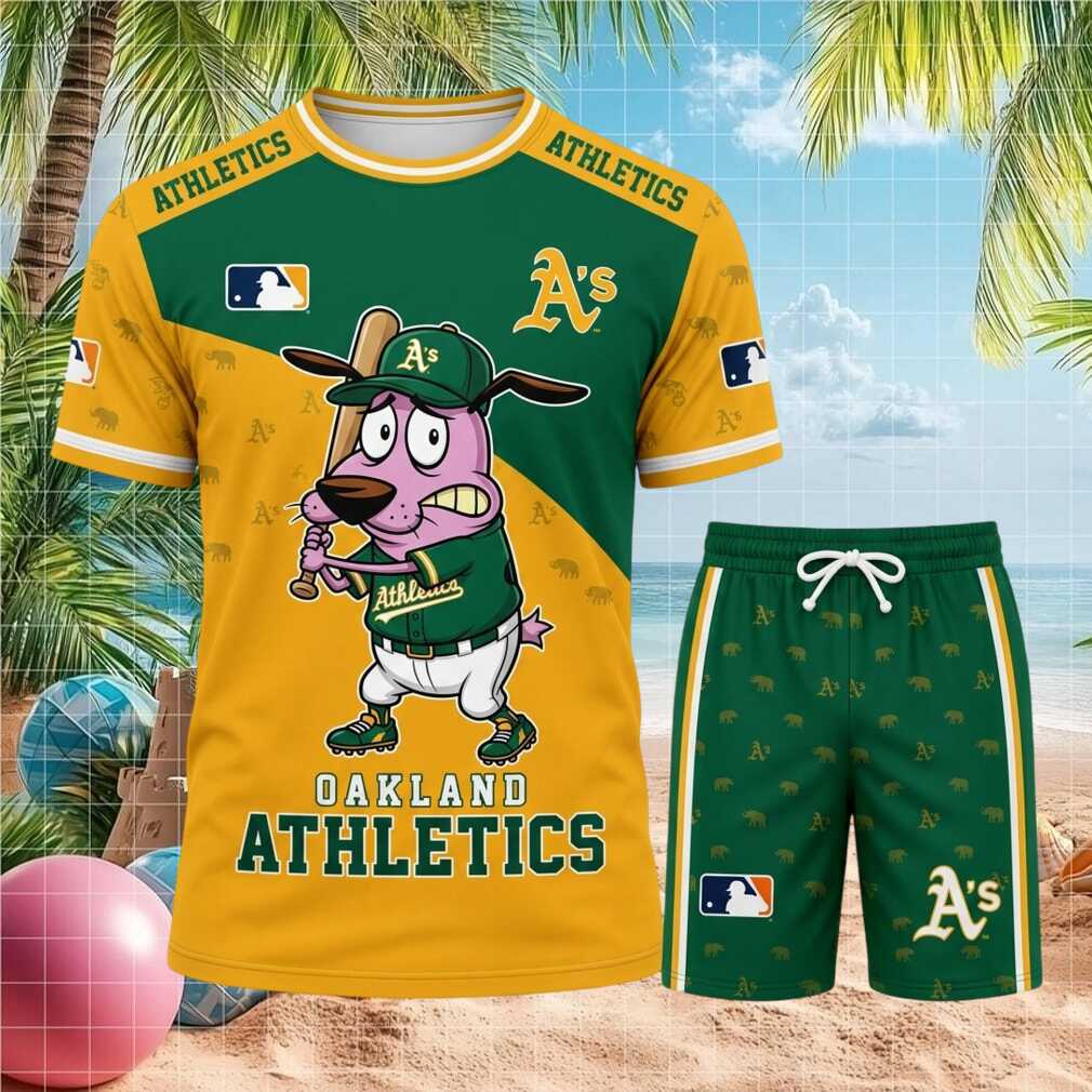 Oakland Athletics Courage The Cowardly Dog Baseball Shirt