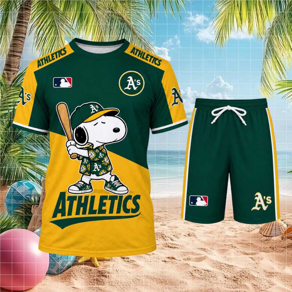 Oakland Athletics Snoopy Cartoon Baseball Shirt