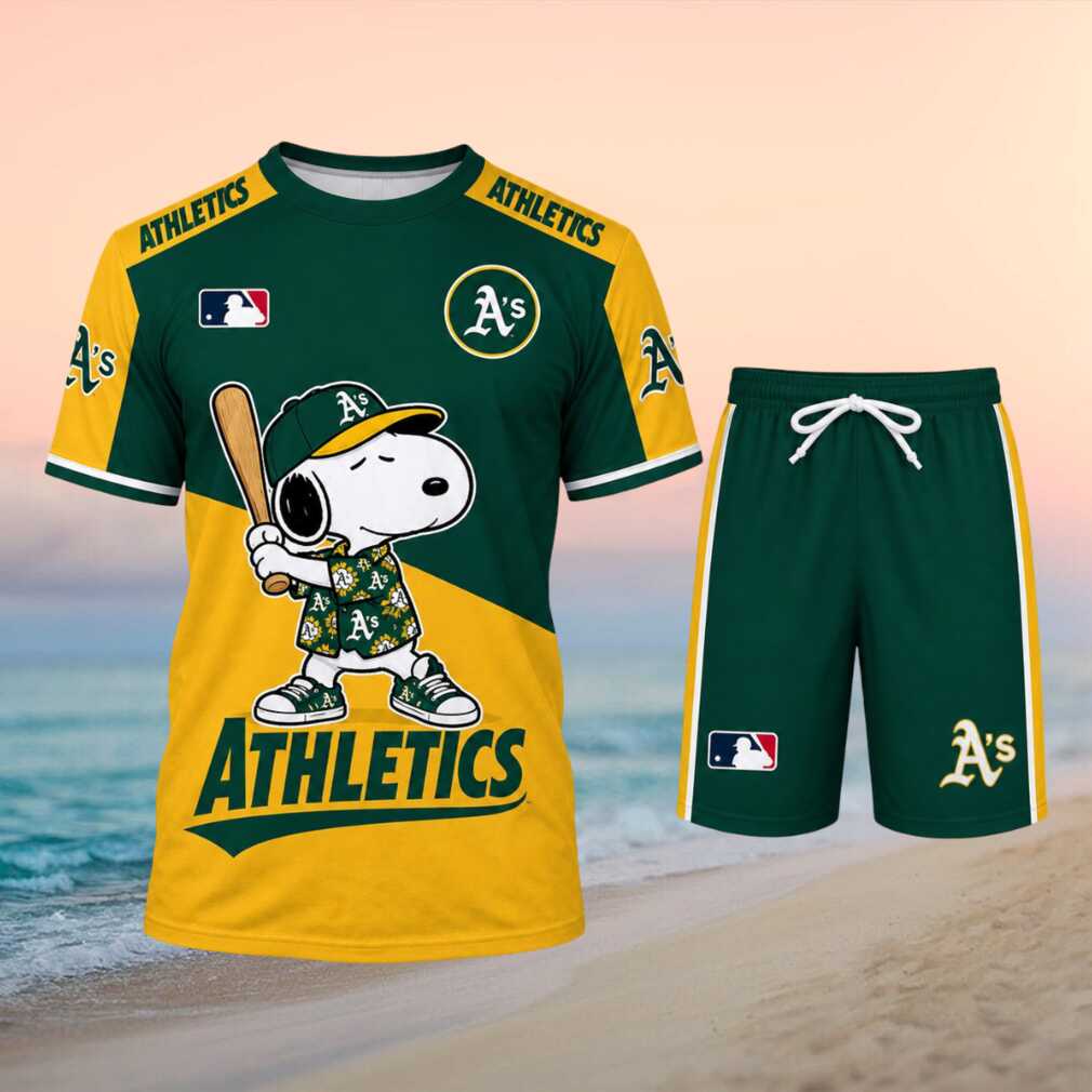 Oakland Athletics Snoopy Cartoon Baseball Shirt