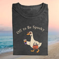 Off To Be Spooky Halloween Duck With Pumpkin Basket Retro Autumn Holiday Kids Shirt