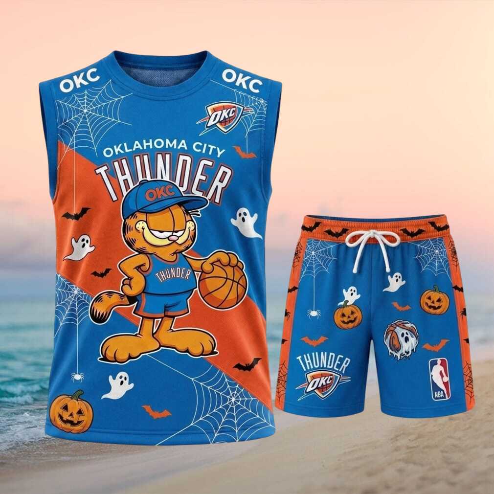 Oklahoma City Thunder Garfield Halloween Basketball Shirt