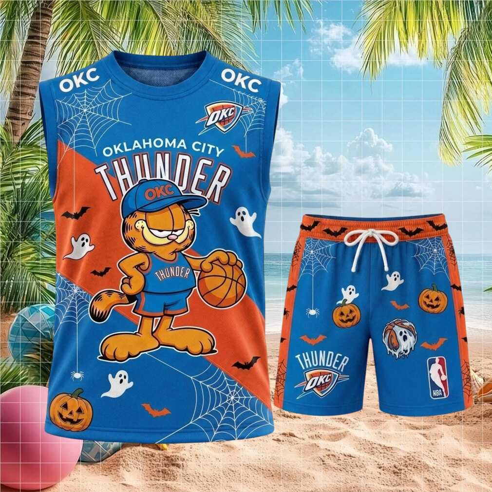 Oklahoma City Thunder Garfield Halloween Basketball Shirt