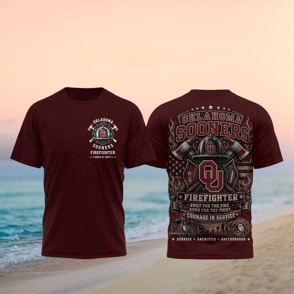Oklahoma Sooners Firefighter Helmet Brave By Duty T Shirt