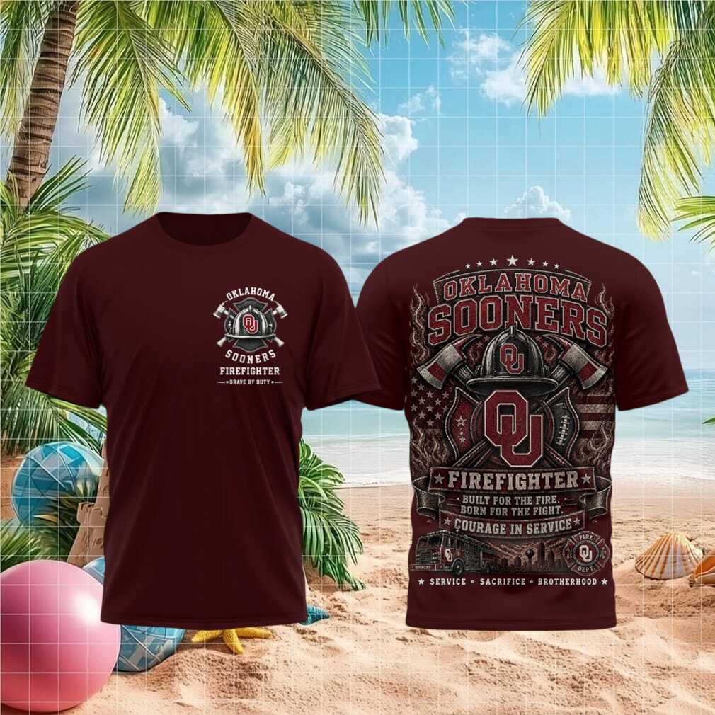 Oklahoma Sooners Firefighter Helmet Brave By Duty T Shirt