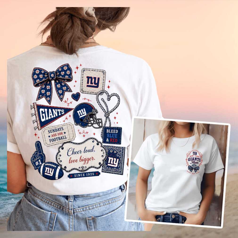 New York Giants Football Mom Game Day Bow Shirt