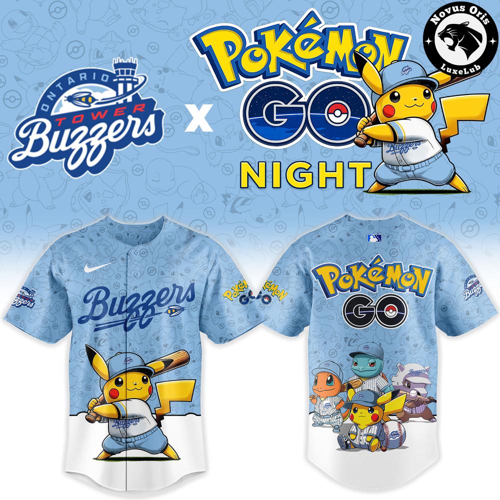 Ontario Tower Buzzers Pokemon GO Night Pikachu Baseball Jersey
