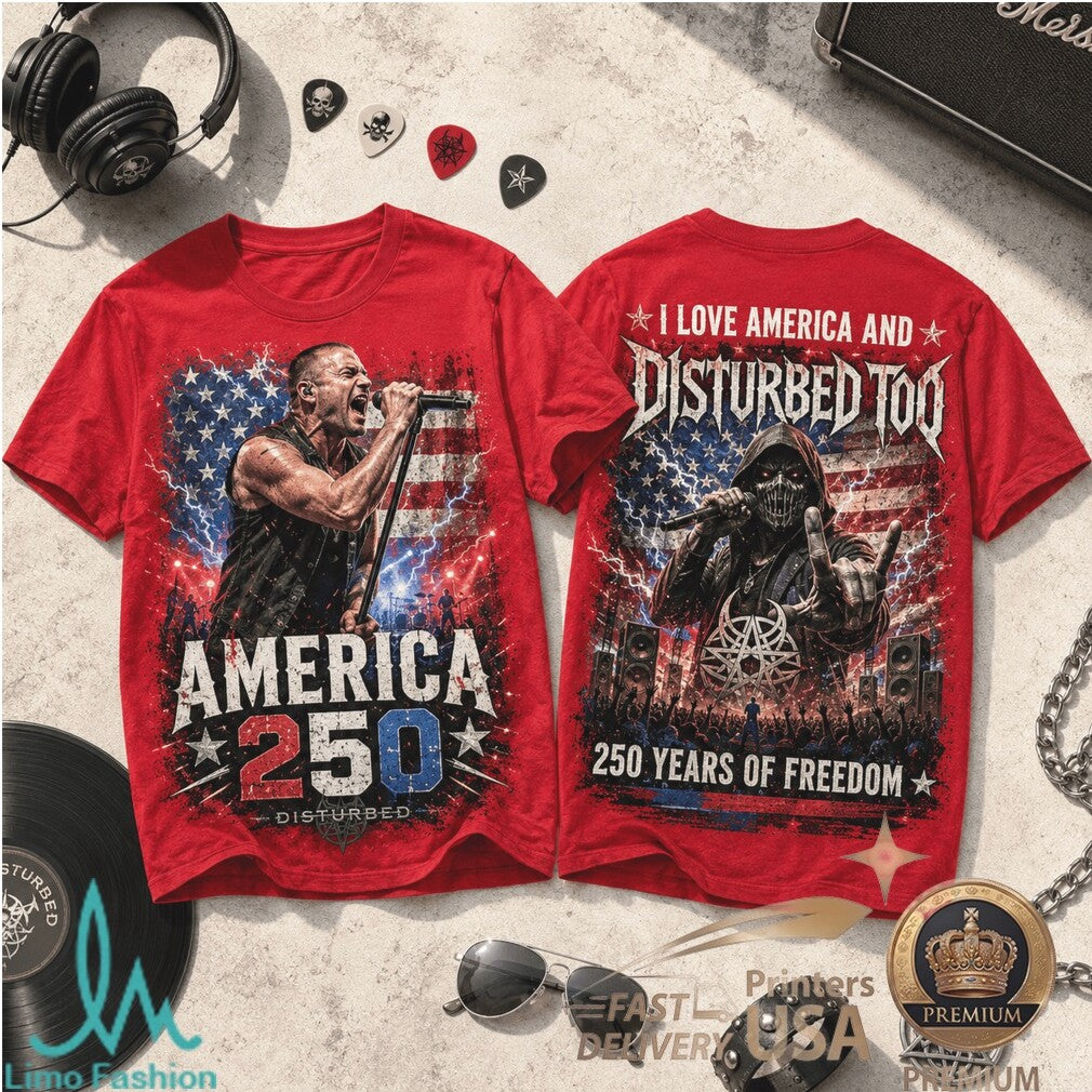 Disturbed America 250 Years of Freedom Patriotic Metal Band Shirt - Limotees LLC