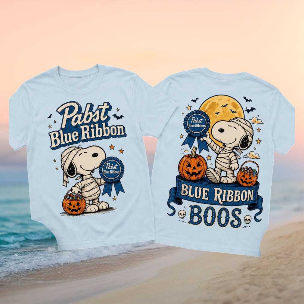 Pabst Blue Ribbon Snoopy Mummy Halloween Blue Ribbon Boos Shirt