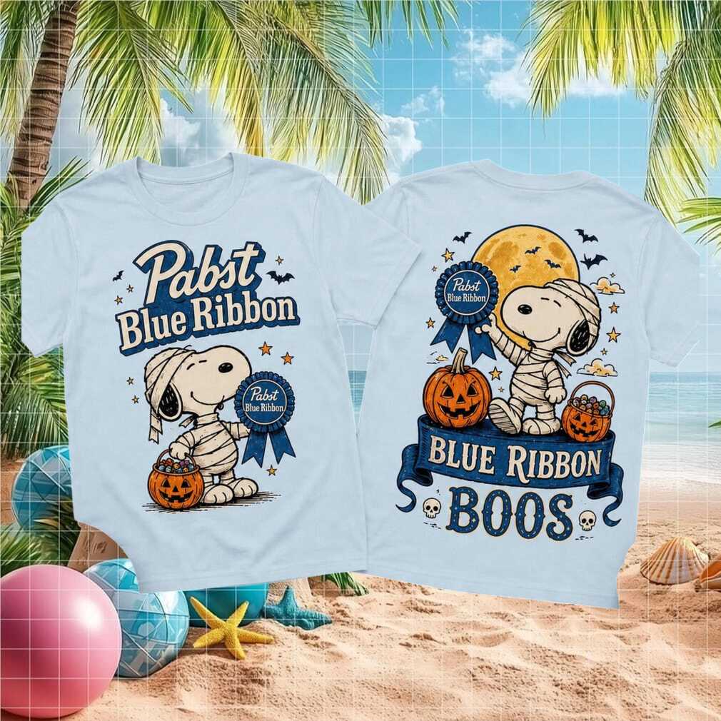 Pabst Blue Ribbon Snoopy Mummy Halloween Blue Ribbon Boos Shirt