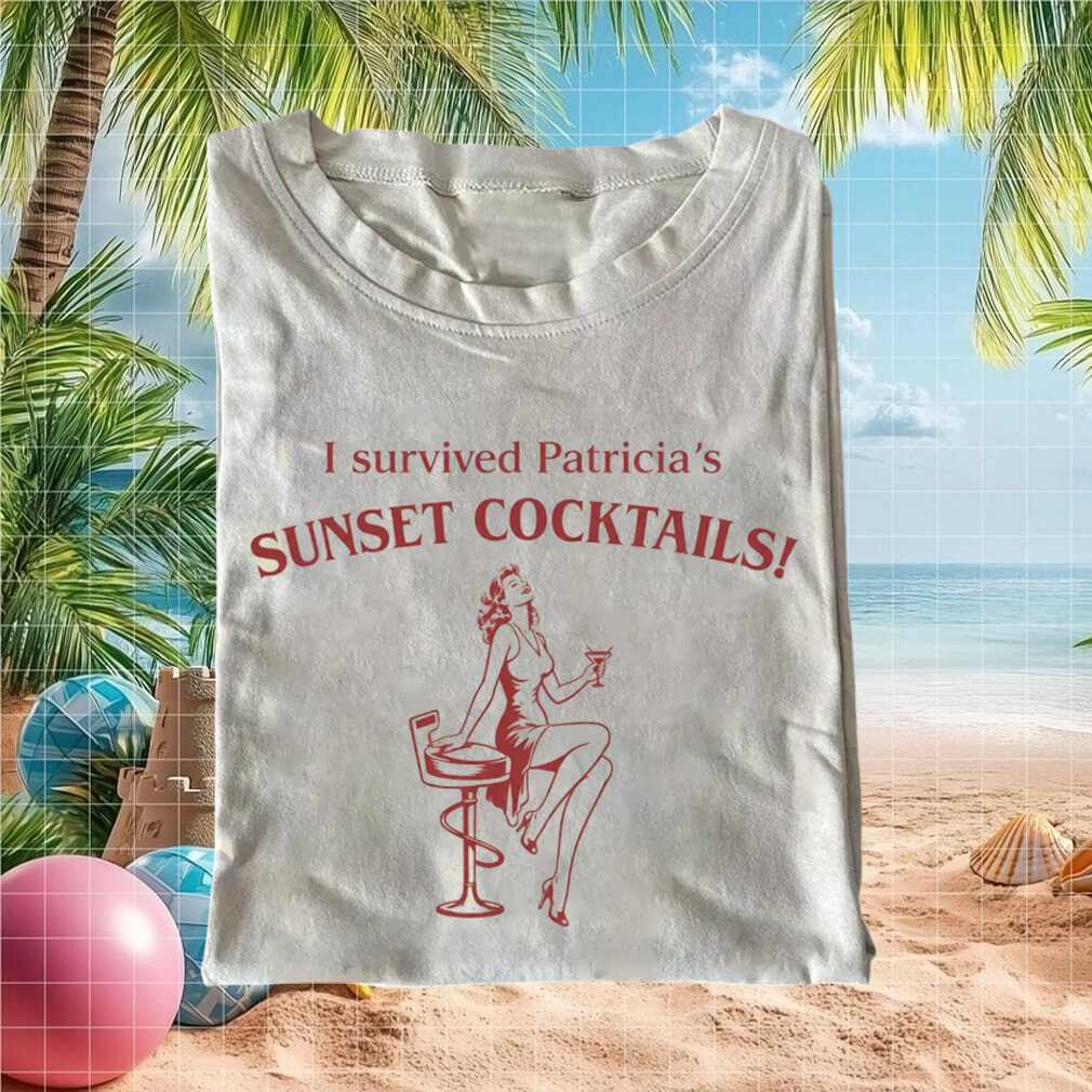 Patricia's Sunset Cocktails Party Retro Pinup Girl Martini Bar Event Lounge Travel Shirt - Limotees LLC