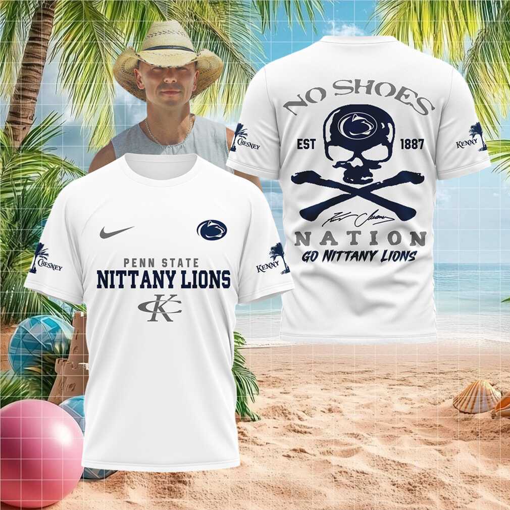 Penn State Nittany Lions College Football Skull No Shoes Nation T Shirt