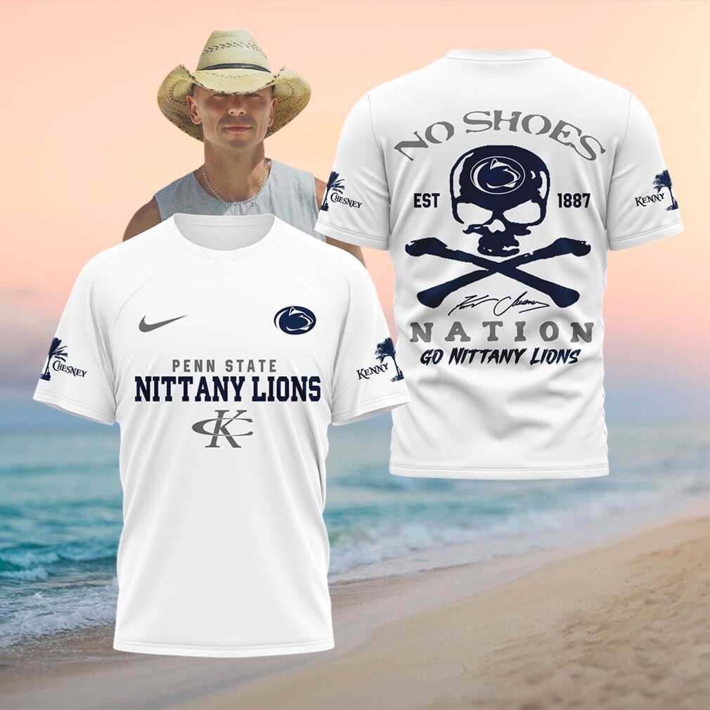 Penn State Nittany Lions College Football Skull No Shoes Nation T Shirt