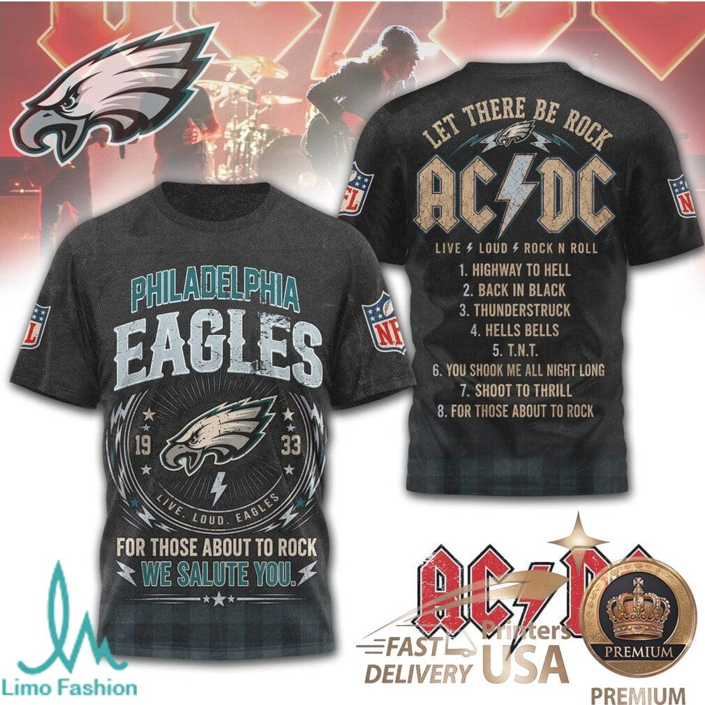 Philadelphia Eagles ACDC For Those About To Rock Music T Shirt - Limotees LLC