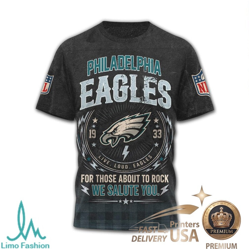 Philadelphia Eagles ACDC For Those About To Rock Music T Shirt - Limotees LLC