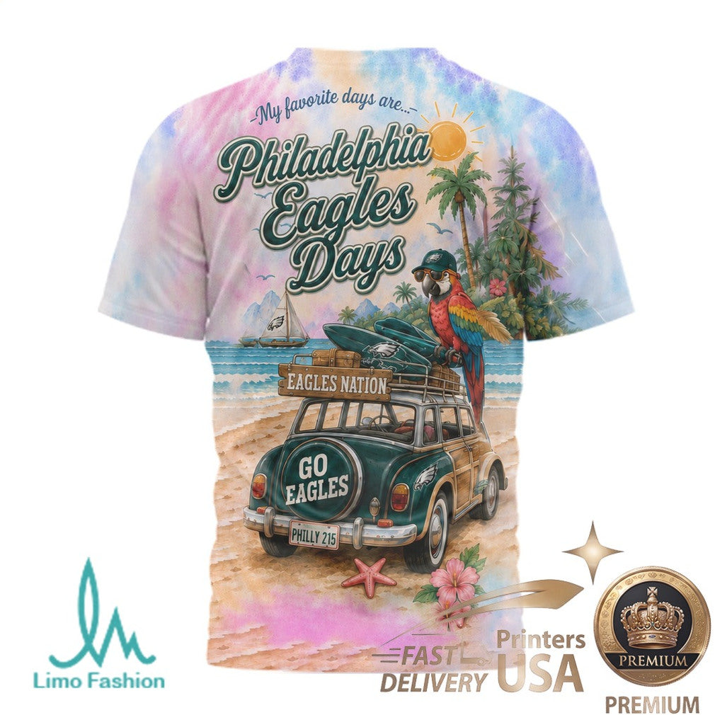 Philadelphia Eagles Beach Tropical Parrot Summer Men's T Shirt - Limotees LLC