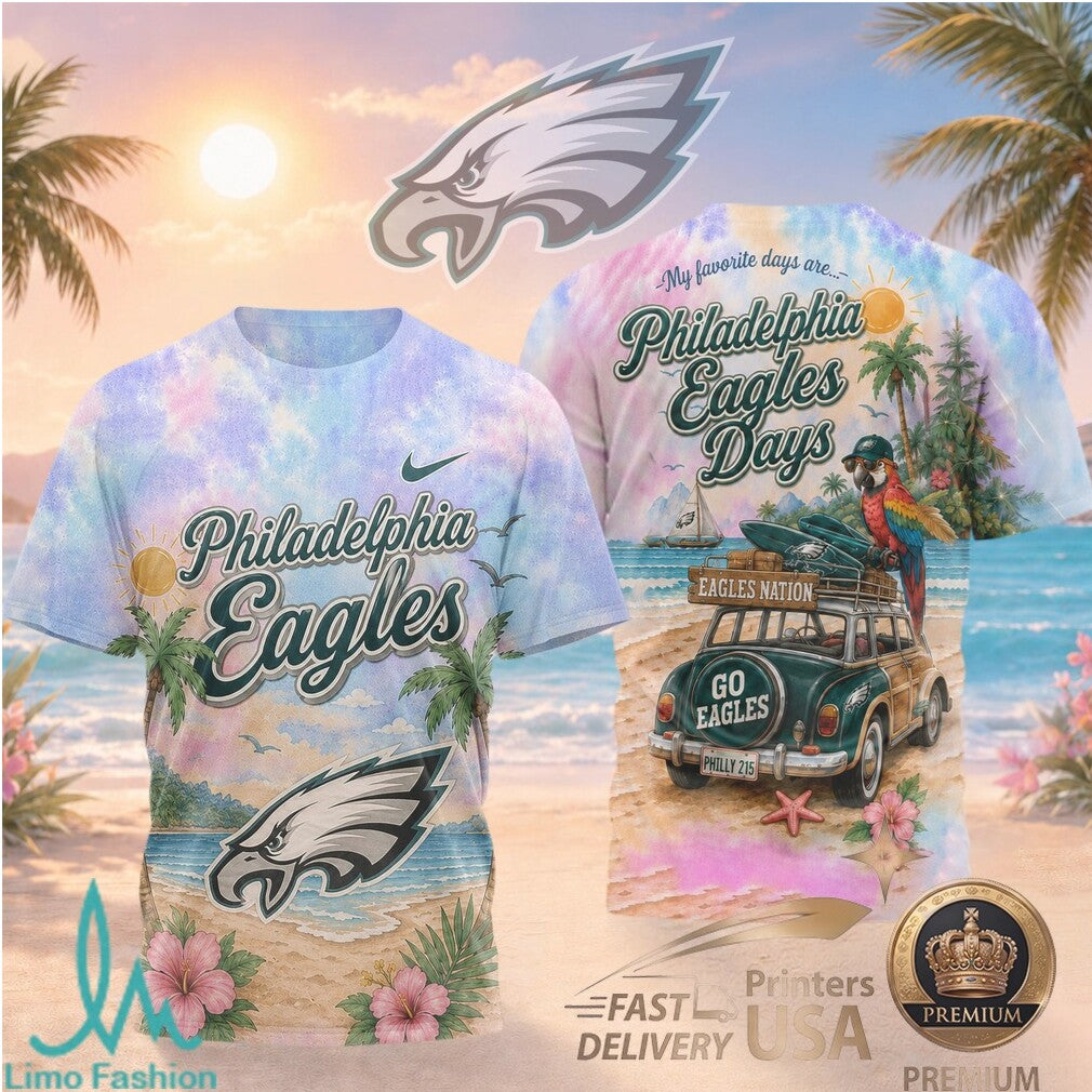 Philadelphia Eagles Beach Tropical Parrot Summer Men's T Shirt - Limotees LLC
