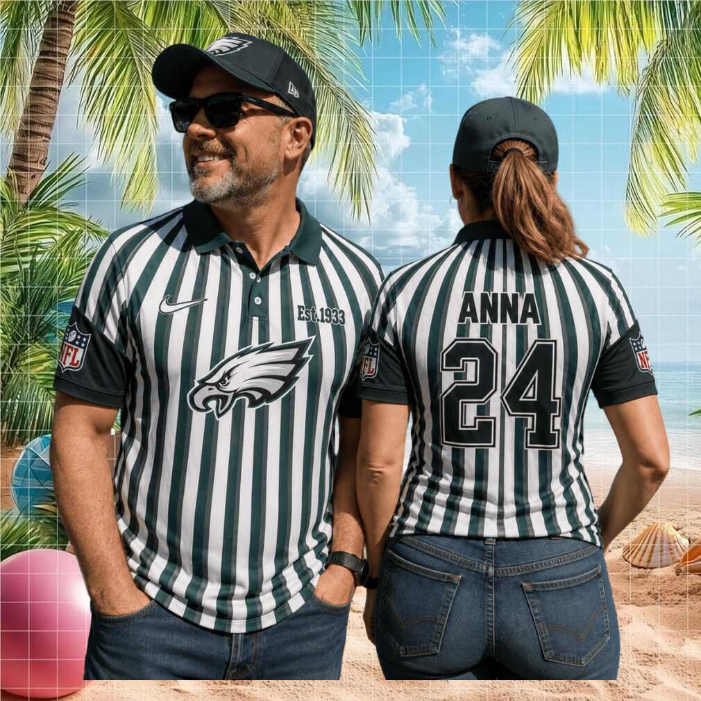 Philadelphia Eagles Custom Name Number Referee Stripe Est 1933 Football Fans Men Women Shirt - Limotees LLC