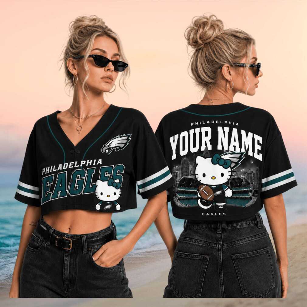 Philadelphia Eagles Hello Kitty Cute Mascot Custom Name Baseball Shirt