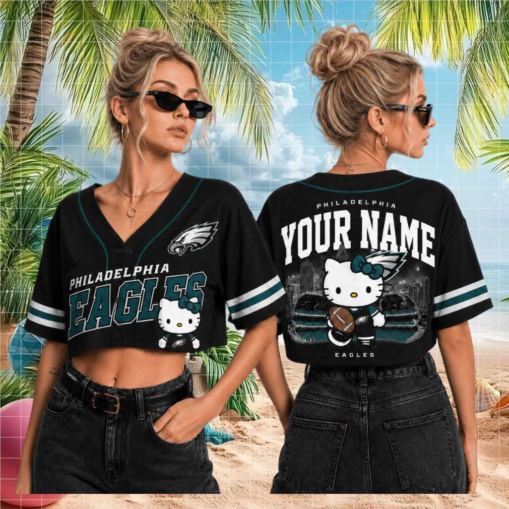 Philadelphia Eagles Hello Kitty Cute Mascot Custom Name Baseball Shirt