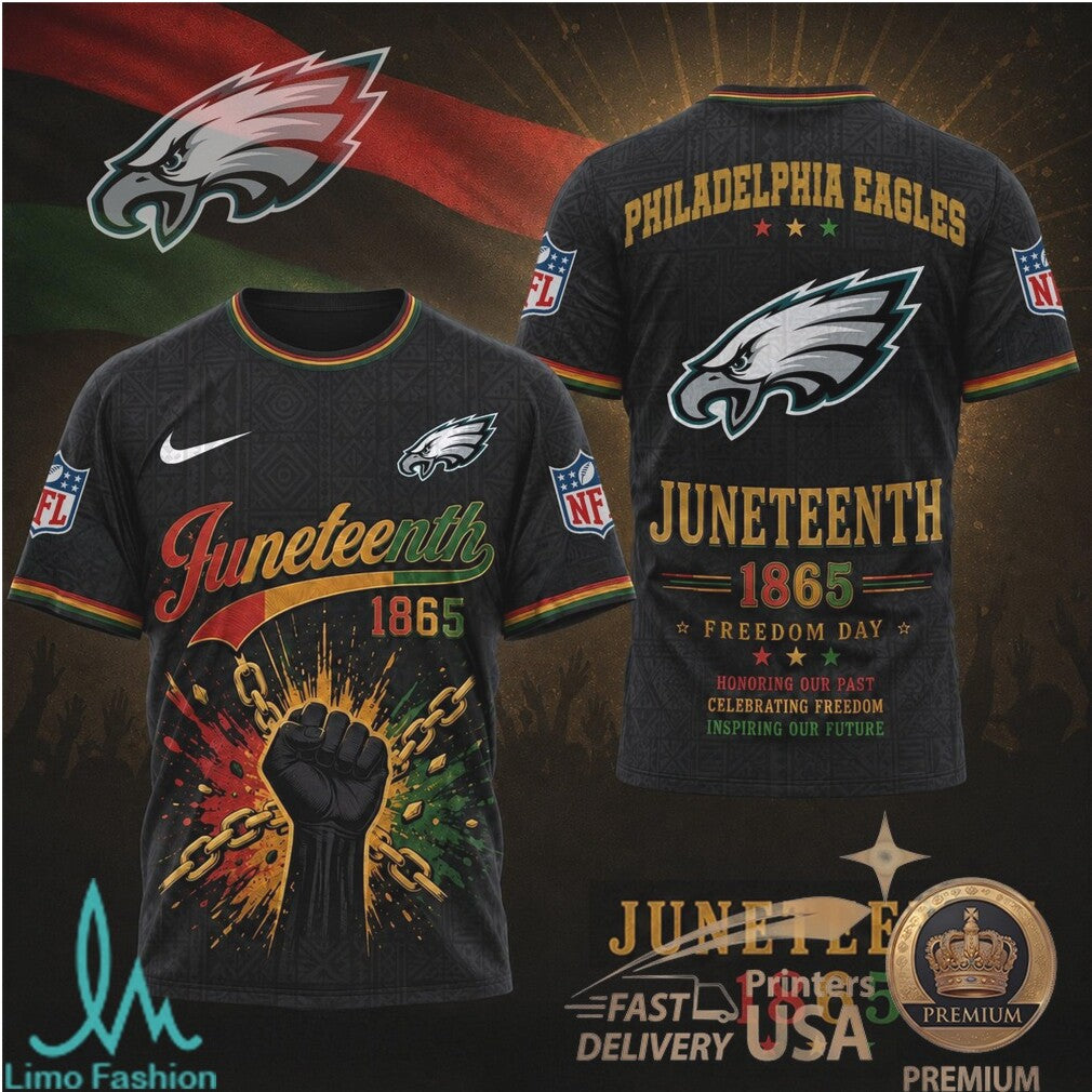 Philadelphia Eagles Juneteenth 1865 Freedom Day Black History T Shirt - Limotees LLC