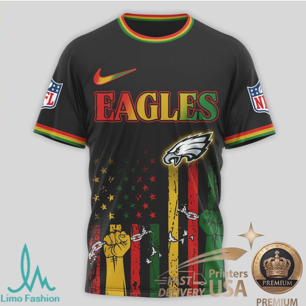 Philadelphia Eagles Juneteenth Freedom Day 2026 Black T Shirt - Limotees LLC