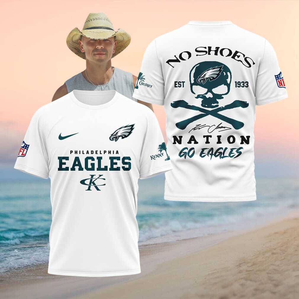 Philadelphia Eagles Kenny Chesney No Shoes Nation Skull Shirt - Limotees LLC
