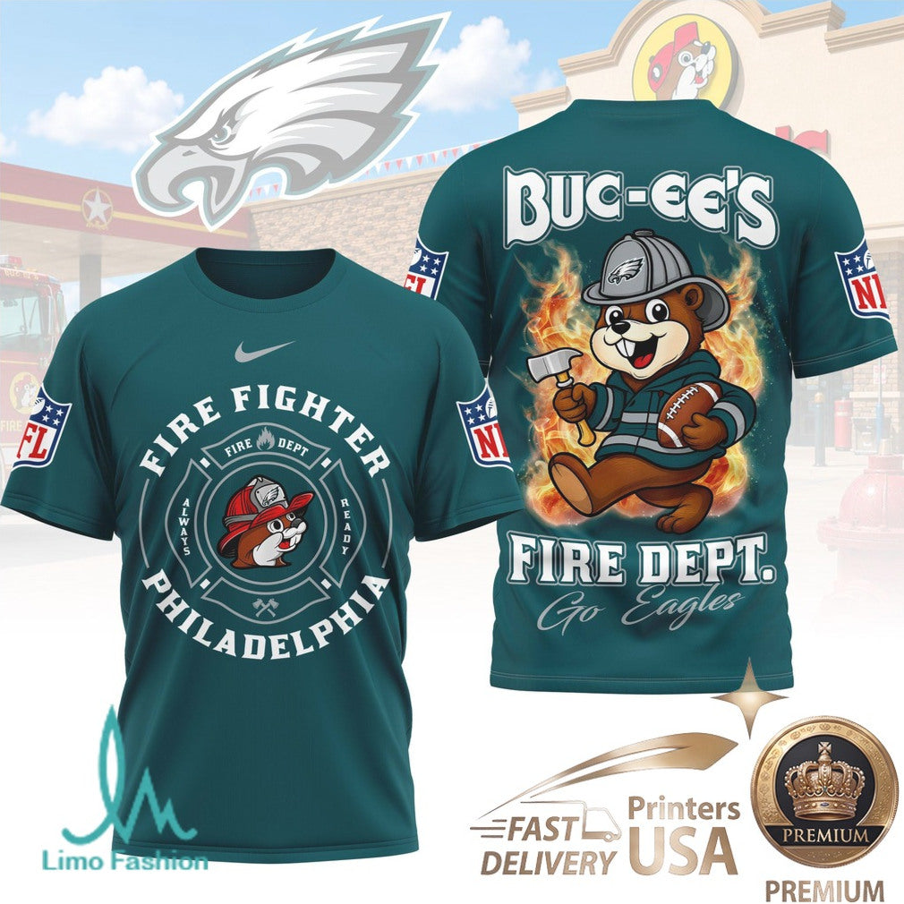 Philadelphia Eagles Mascot Firefighter Graphic T Shirt - Limotees LLC