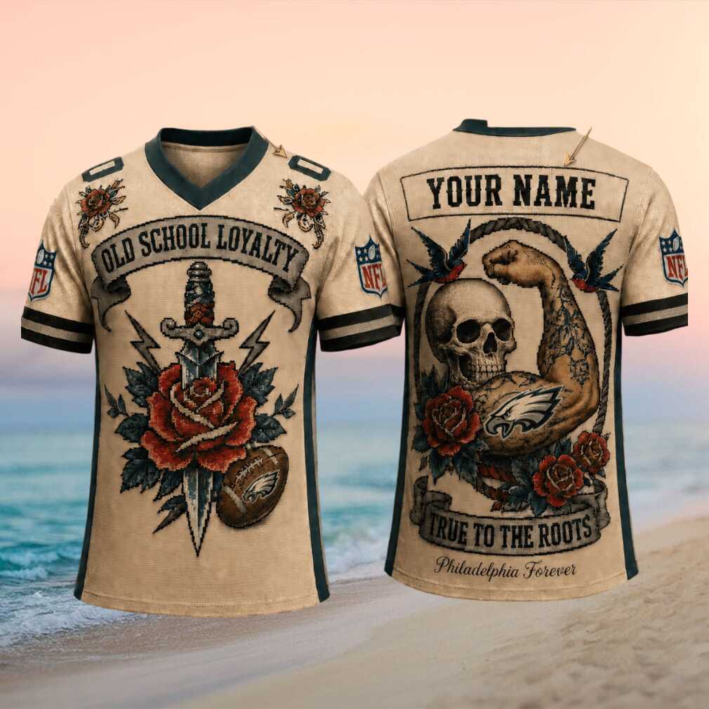 Philadelphia Eagles Old School Loyalty Skull True To The Roots Football Shirt