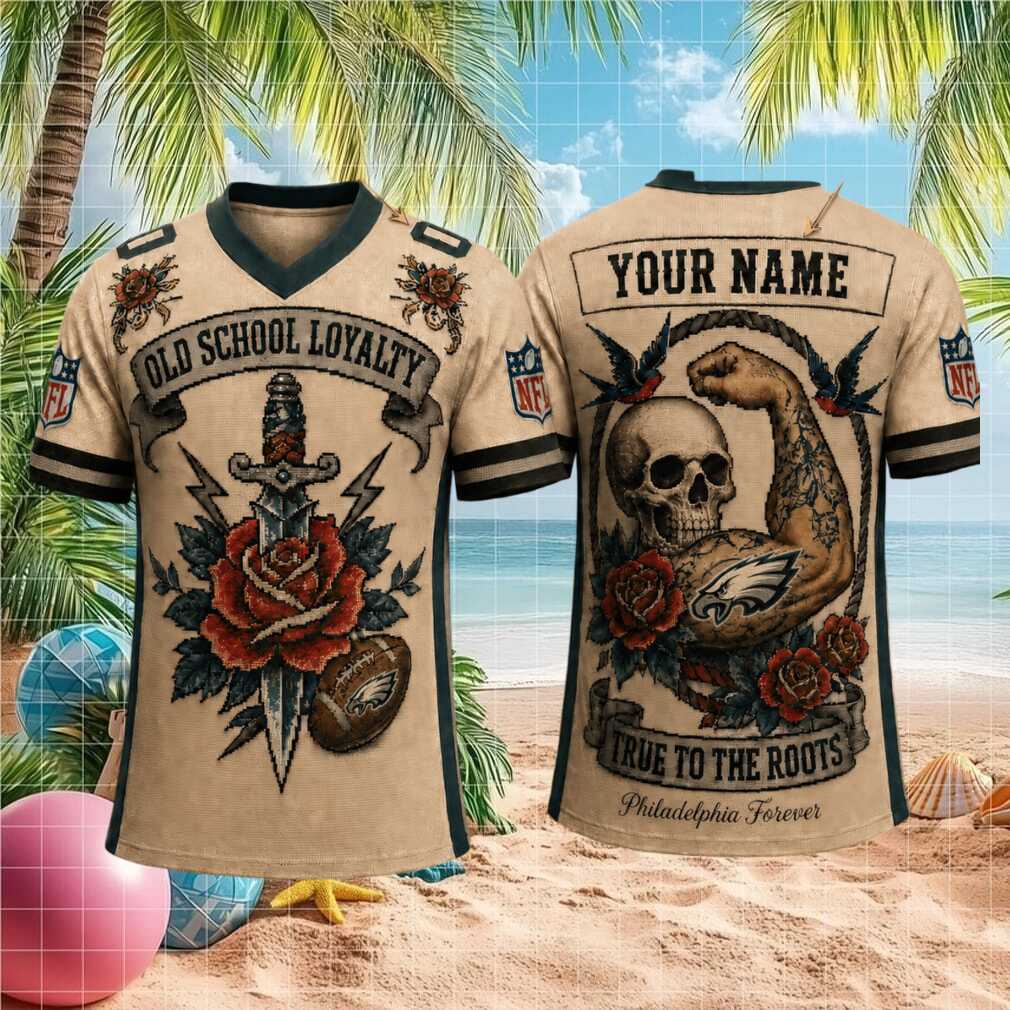 Philadelphia Eagles Old School Loyalty Skull True To The Roots Football Shirt