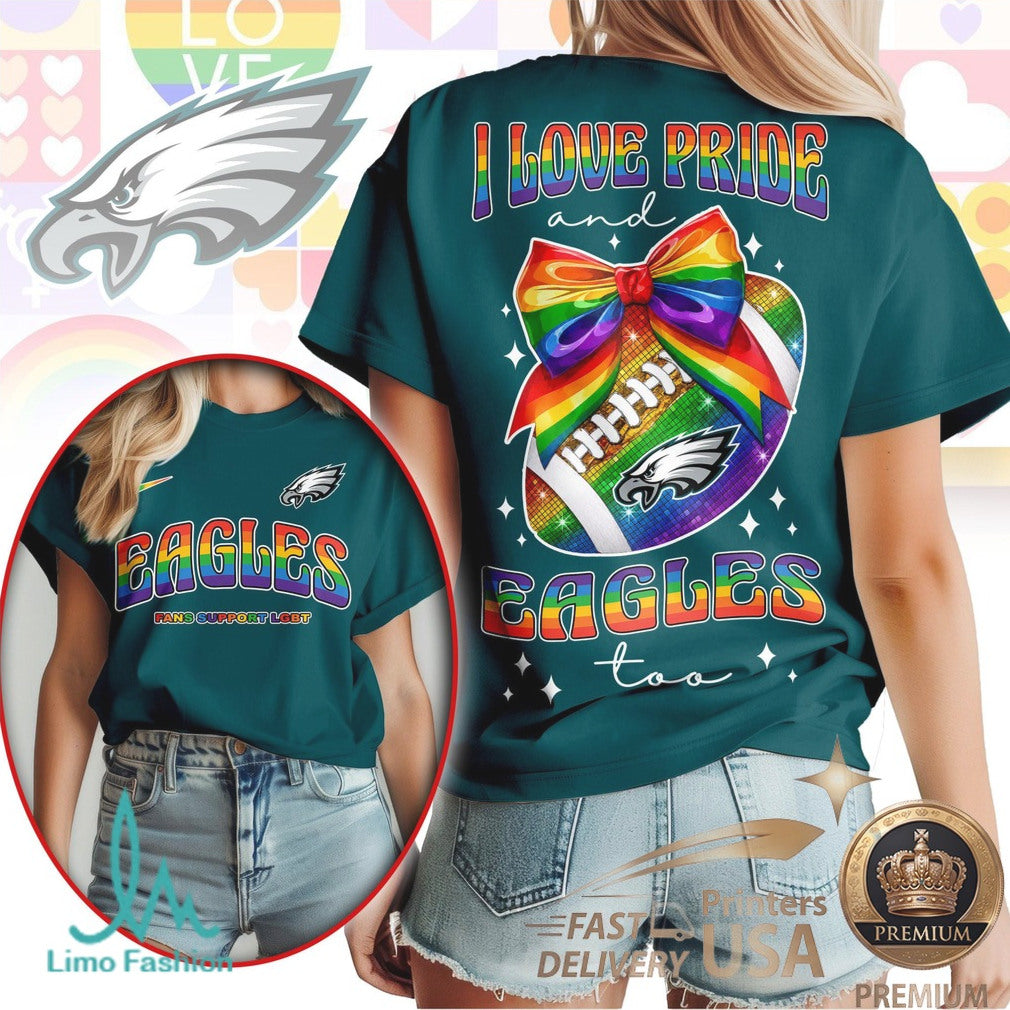 Philadelphia Eagles Pride Football Rainbow Love T Shirt - Limotees LLC