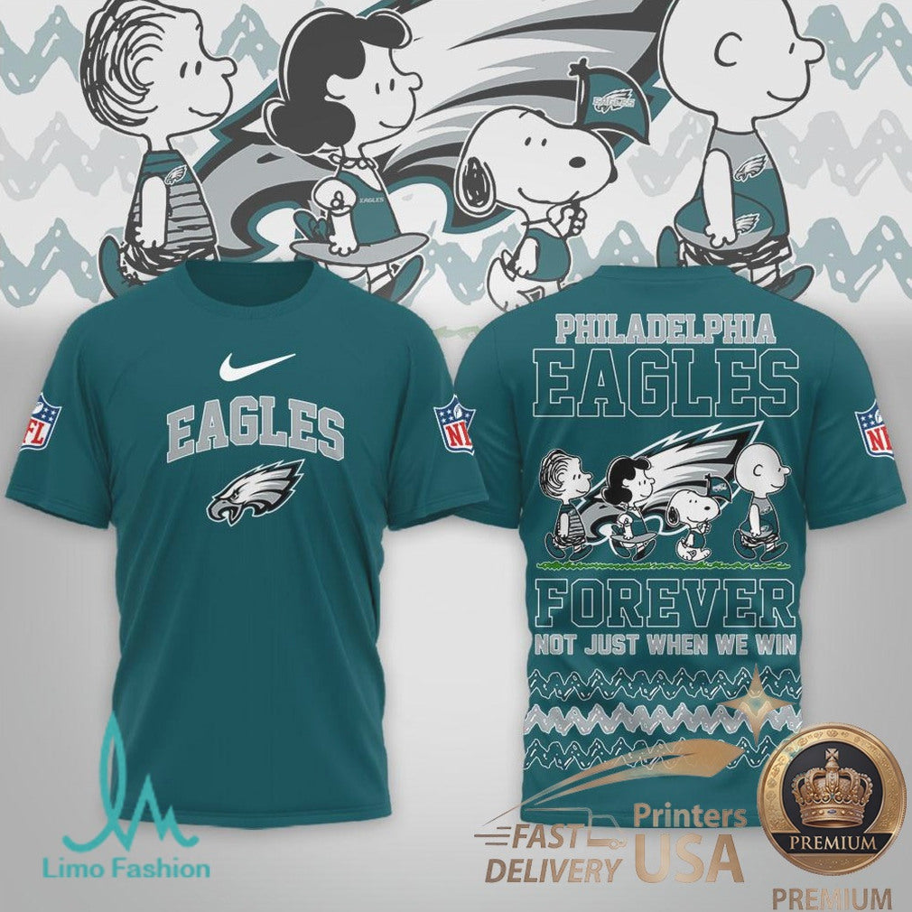 Philadelphia Eagles Snoopy Peanuts Forever Fans T Shirt - Limotees LLC